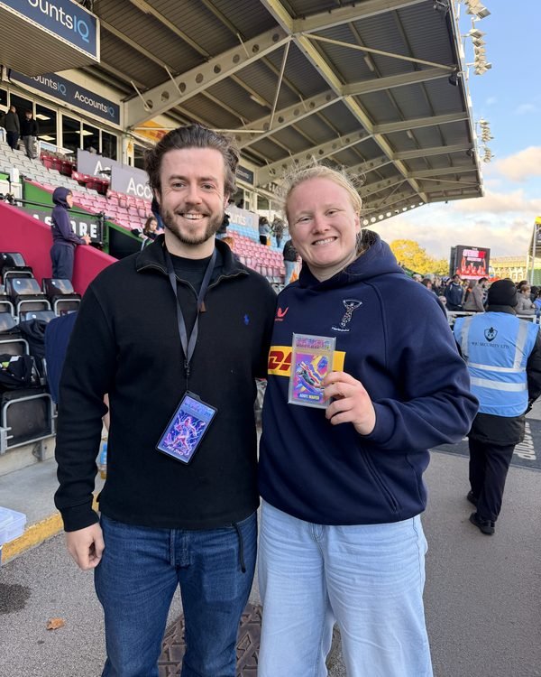 Morgan with Aoife Wafer, who holds her signed Made By Stories card